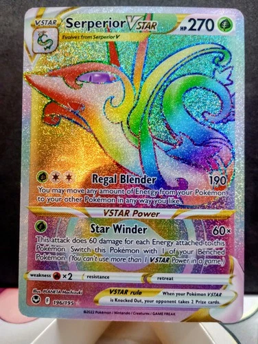 Pokémon TCG: Serperior VSTAR #196/195 SWSH Silver Tempest Secret Rainbow Rare