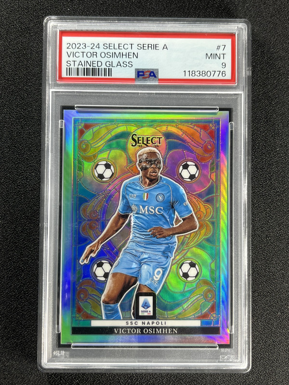 2023-24 Select Serie A Victor Osimhen #7 Stained Glass Case Hit SSP PSA 9 MINT