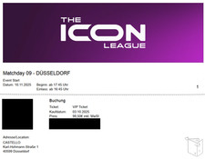 Icon League Düsseldorf 10.11.25   1xVIP + 1x normales Ticket
