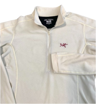 #ad #ad Arc’Teryx Delta Womens L Cream Waffle Fleece Polartec Pullover 1 2 Zip Thermal $62.00