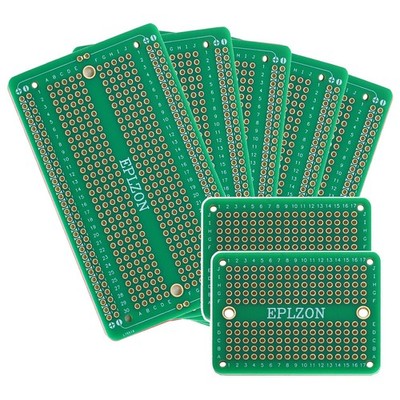 7 Pack Green Solderable Breadboard 3.5x2.05 In Gold Plated PCB Board Kit