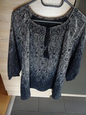 Bexleys Chiffon Tunika Schlupfbluse 46 48 schwarz grau taupe Töne TOP Zustand