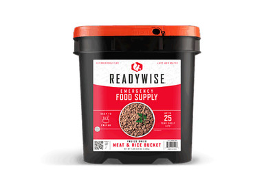 ReadyWise Emergency Food Supply - 88 Servings Meat & Rice Bucket, Freeze Dried P