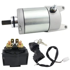 Starter Motor & Solenoid Relay & Ignition Switch for Kawasaki Prairie 400 KVF...