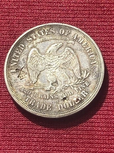 1875-S $1 Silver Trade Dollar Chop marks Nice Chops AU/BU  *K906