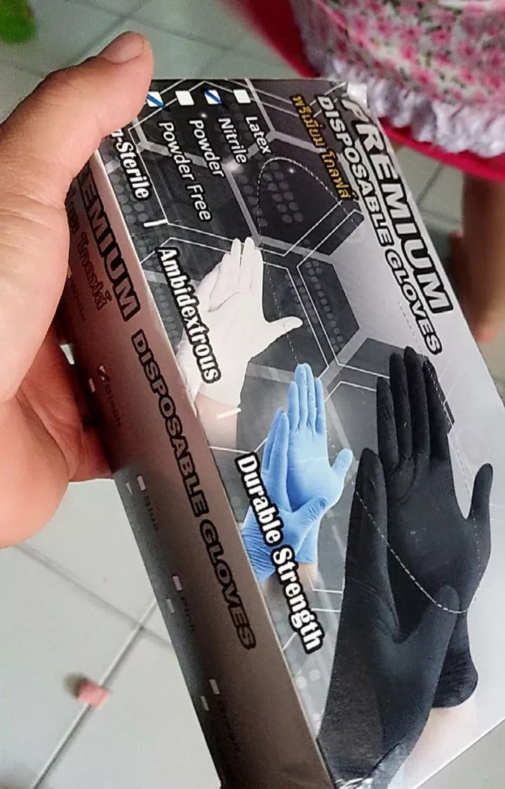 (200PCS) New Quality Nitrile Glove Powder Free / Black Thick / Size L