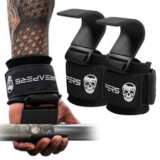 Weight Lifting Hooks Pair , Heavy Duty Power Wrist Straps Hand Grip Support ...