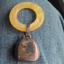 WEBSTER Sterling Silver Yellow Baby Rattle Novelty for 0-6 Months