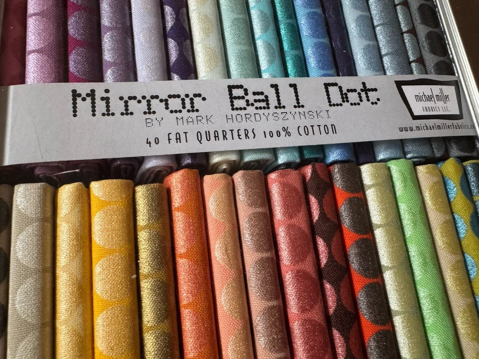 RARE!! Michael Miller “ Mirror Ball Dot” 40 Metallic Pearlized Fat Quarters Set - Image 2 of 4