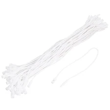 100 x Wax rope Hang Tag String Snap Lock Price Tag Fastener Ties white 7.8"
