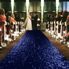 Sequin Aisle Runners 2Ft x 15Ft Navy Carpet Runner for Party Glitter Runner f...