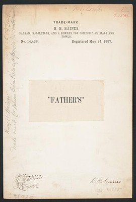 H H Haines Fathers Trademark Registration 1887 Balsam Balm Pills Powder