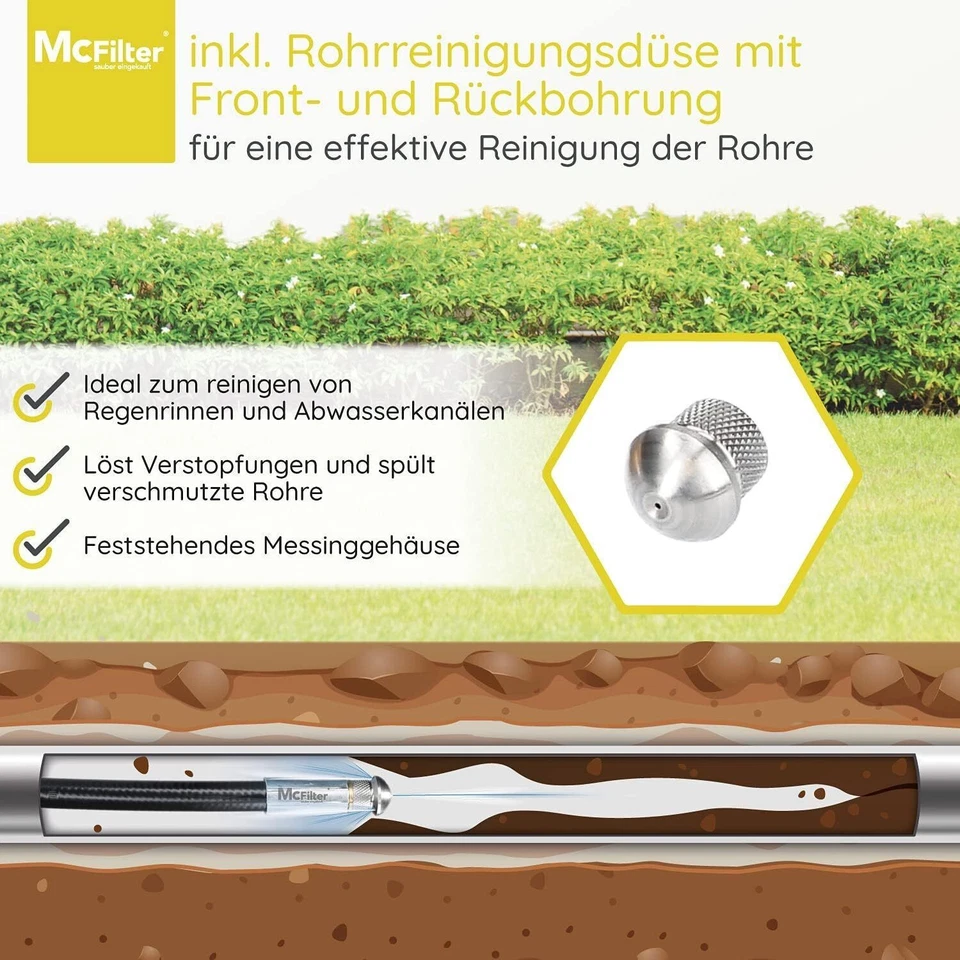 10-30m Rohrreinigungsschlauch M22 Abflussreiniger Kanalratte für Kärcher Kränzle - Immagine 4 di 4