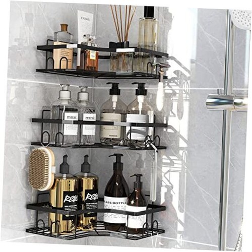 3 Pack Modern Minimalist Black L Shape Corner Shower Caddy, Shower Organizer,