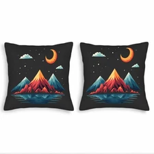 Serene Nighttime Landscape Throw Pillow Covers - Set of 2 18x18in 