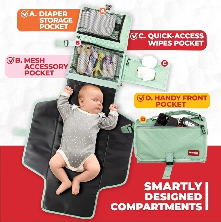 BitsyKid Portable Diaper Changing Pad Extra-Thick Waterproof Travel Mat Seafoam
Opens in a new windo