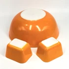 Pyrex Friendship Orange 404 Mixing Bowl w/ (2) 501 B Refrigerator Dishes