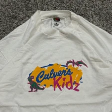 RARE GRAIL Vintage 90s Culvers Restaurant Single Stitch T-shirt Dinosaur Mens L