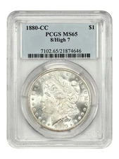 1880-CC $1 PCGS MS65 (8/7, High 7) - Morgan Dollar