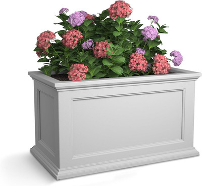 Fairfield 20x36-Inch White Planter - Stylish Outdoor Garden Decor