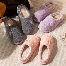 Warm Slip-Resistant Plush Slippers Thick Sole Autumn Winter Indoor for Women Men