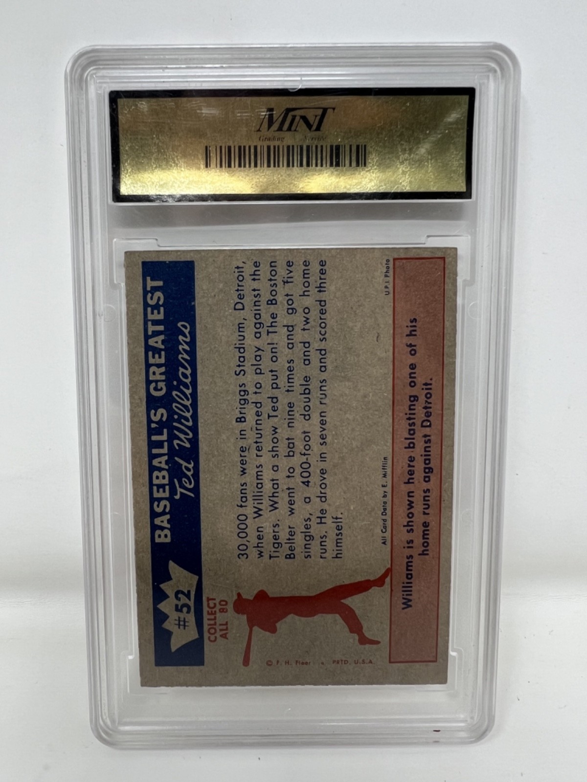 1959 Fleer Ted Williams Set Break # 52 1954 Ted's Comeback Mint 9 Graded PSA view 2