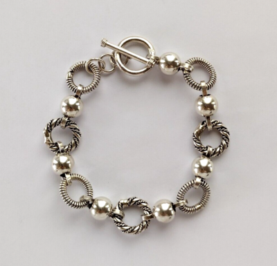 Beautiful Vintage 925 Sterling Silver Alternating Link 7.25 