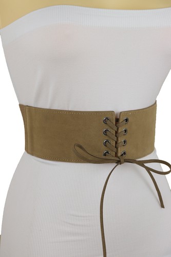 Mujer Beige Camel ante Sintética Elástico Corsé Otoño Invierno Estilo Correa S M - Imagen 3 de 19