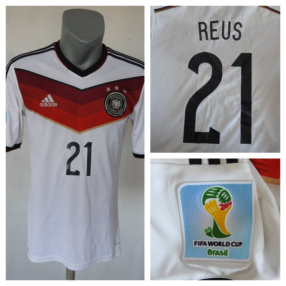 Germany 2014 Home Jersey #21 Reus Adidas White Shirt Size S