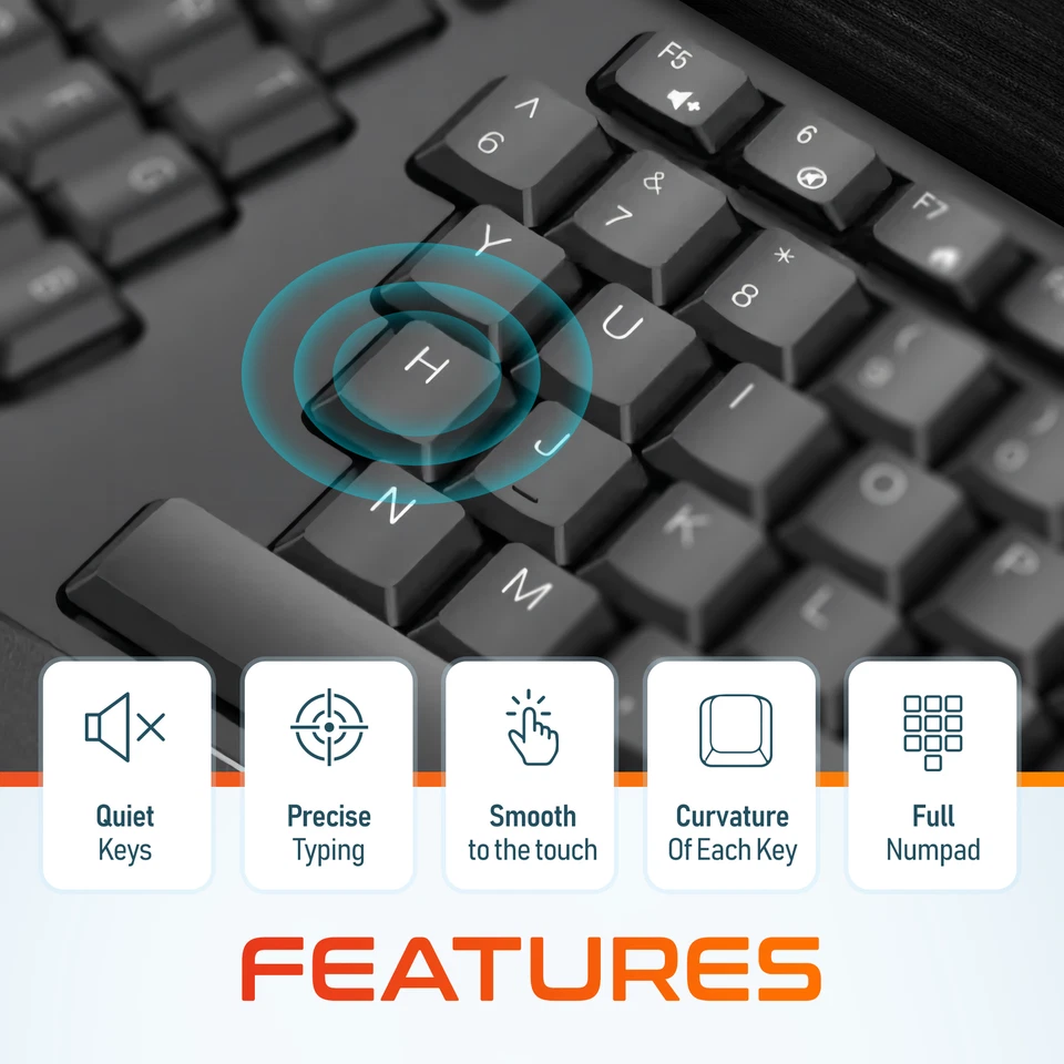 Delton G18 Ergonomic 2.4GHz Wireless Keyboard and Mouse Combo - Black - Image 4 of 4