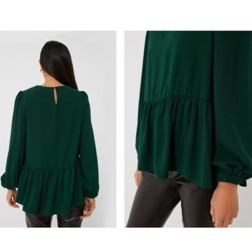 Pomander Place | NEW Hunter Green Carlota Peplum Blouse Size XL - Picture 2 of 11