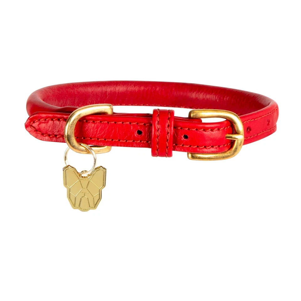 DIGBY & FOX Shires Digby and Fox Rolled Leather Dog Collar - Scarlett