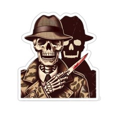 Horror Sticker Skeleton Detective Mystery Crime Skull Killer 2x2" 3x3" 4x4" 6x6"