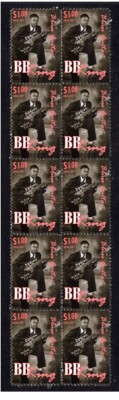 Bb King Blues Guitar Strip Of 10 Mint Vignette Stamps 2