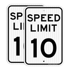 2 Pack Speed Limit 10 MPH Sign, Slow Down Sign, Traffic Sign, 18" x 12"