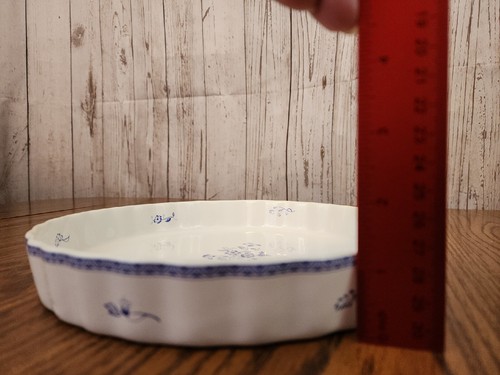 Tart Baking Dish 9" White w Blue Floral Tart Quiche Dish Wonderful Condition - Picture 13 of 13