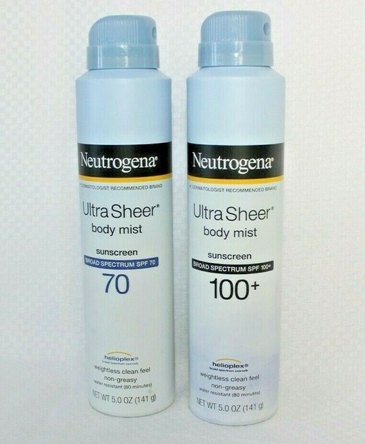 2 Pack Bundle! Neutrogena Ultra Sheer Body Mist Sunscreen SPF 70 & 100