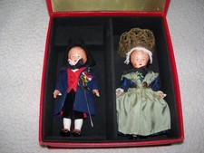Rare Antique German Schildkrot Boy  Girl Celluloid Doll Set w/Presentation Box
