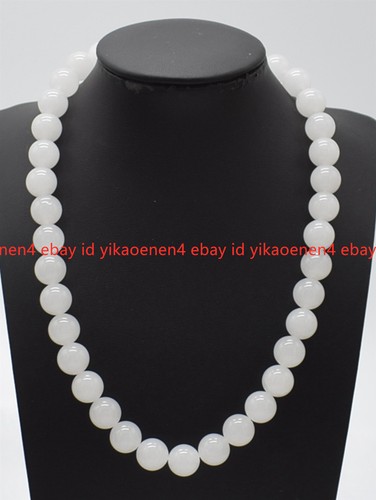 Pretty! Natural 8/10/12/14mm White Jade Gemstone Round Beads Necklace 16-28in - Picture 8 of 12