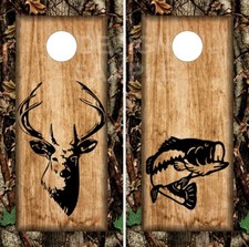 Bass Buck Camo Wood2 Cornhole Wrap Bag Toss Skin Decal Sticker