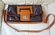 I Medici Firenze Brown Leather Flap Closure Crossbody Purse w/Removable Strap 