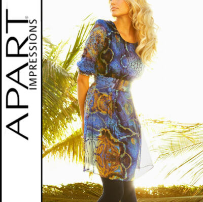 NEU CHIFFON KLEID SIXTIES RETRO EDELSTYLE SMOK-EINSÄTZE GR 38 APART azur *506810