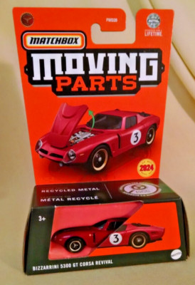 Bizzarrini 5300 GT Corsa Revival Matchbox Moving Parts New 2023 Red Hood Opens.