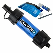Blue Portable Mini Water Filter Filtration System W/ 16 Oz. Pouch Sp128 New
