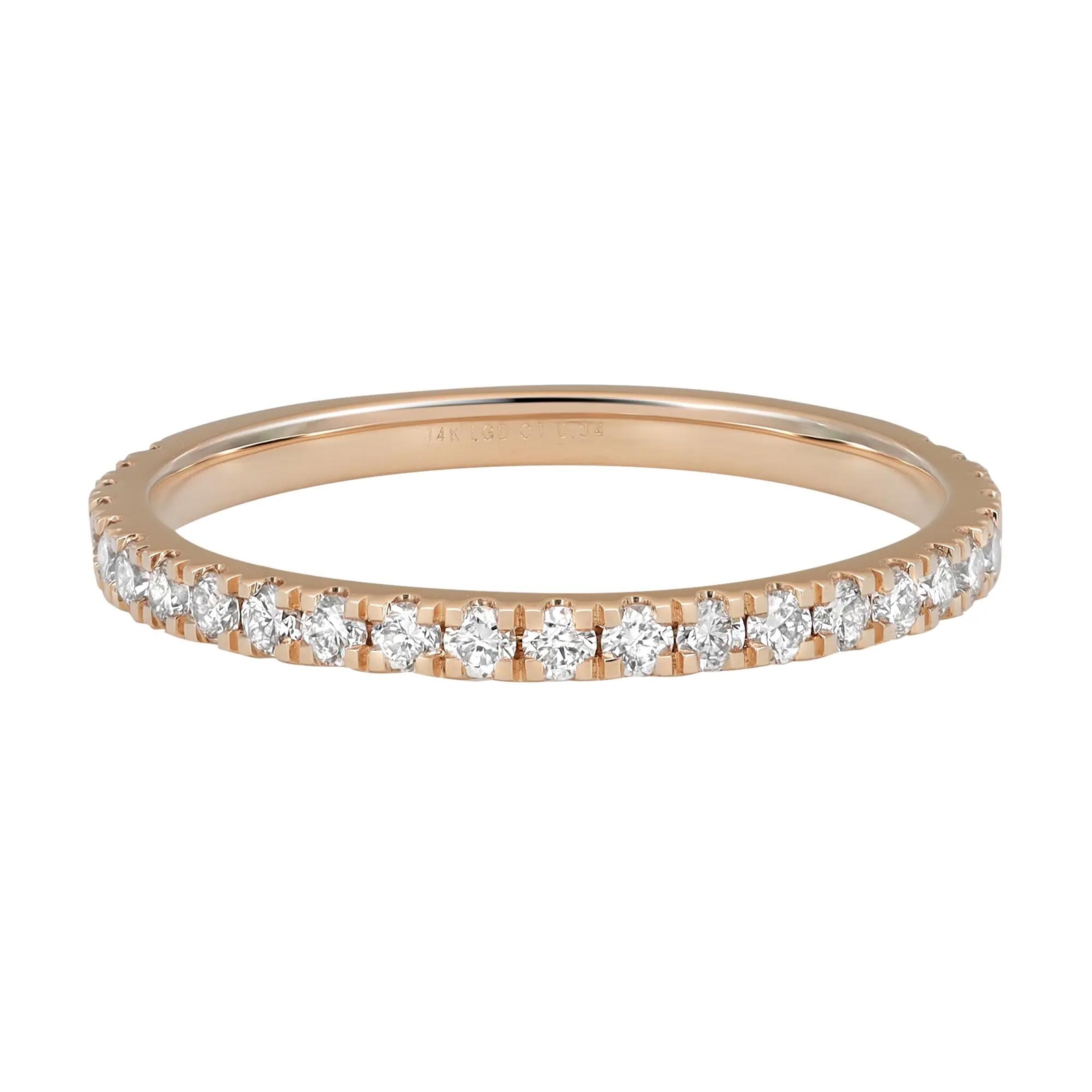 Prong Set Round Cut Lab Grown Diamond Band Ring 14K Yellow Gold 0.34Cttw