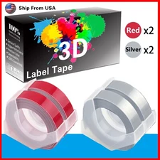 4PK (2Red+2Silver) LabelTape 3D Fit For Dymo 1595GYCP 1540 Dymo 814580