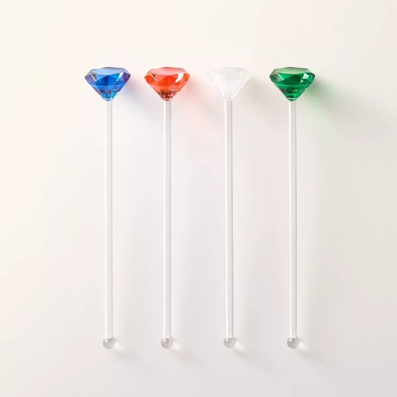 NEW Kate Spade New York x Target 4pc Acrylic Gem Stir Sticks Green/Clear/Pink/Bl