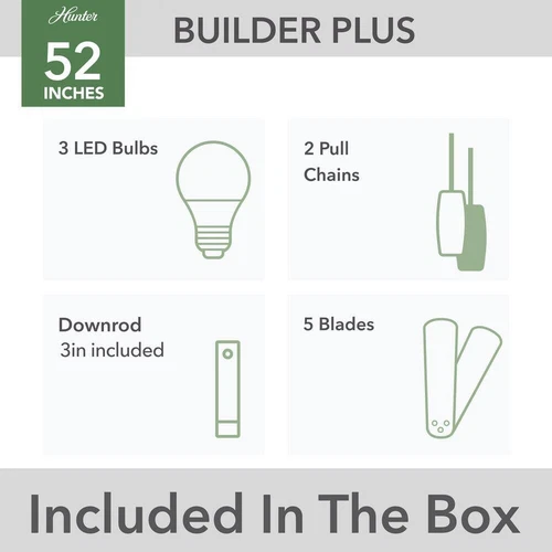 Hunter Fan Company - Builder Plus Ceiling Fan with Lights - Snow White - Picture 7 of 10