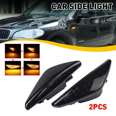 Smoked LED Fender Side Marker Light Turn Signal For BMW X3 F25 X5 E70 X6 E71 E72