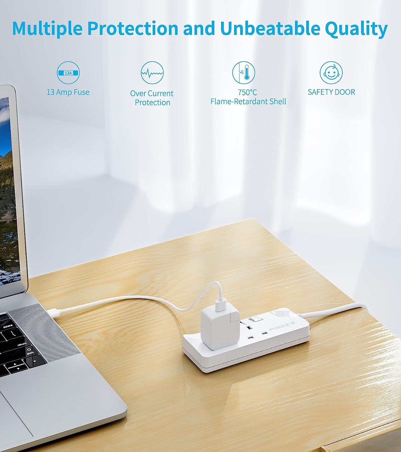 PIBEEX Extension Lead 2 Way Plug Sockets with Individual Switches Wall Mountable eBay